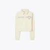 Tory Sport Tory Burch Heart Pickstitch Cotton Polo In New Ivory