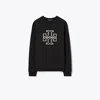 Tory Sport Tory Burch Heavy French Terry Logo Crewneck In Black