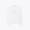 Tory Sport Tory Burch Merino French Terry Raglan Logo Crewneck In Snow White