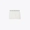 Tory Sport Tory Burch Jacquard Performance Jersey Pleated Overlay Skirt In Snow White