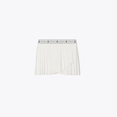 Tory Sport Tory Burch Jacquard Performance Jersey Pleated Overlay Skirt In Snow White