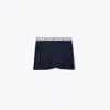 Tory Sport Tory Burch Jacquard Performance Jersey Pleated Overlay Skirt In Tory Navy