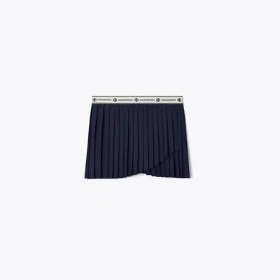 Tory Sport Tory Burch Jacquard Performance Jersey Pleated Overlay Skirt In Tory Navy