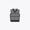 Tory Sport Tory Burch Jacquard Sweater Vest In Aqua Blue Linked Geo 3 Color