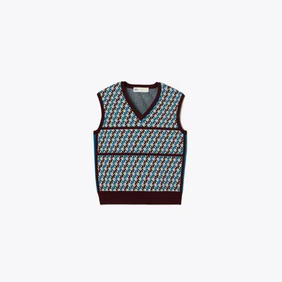 Tory Sport Tory Burch Jacquard Sweater Vest In Aqua Blue Linked Geo 3 Color