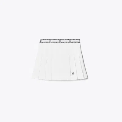 Tory Sport Tory Burch Logo Tape Twill Pleated Tennis Skirt In Snow White