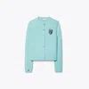 Tory Sport Tory Burch Lucky Duck Merino Wool Cardigan In Pastel Sky