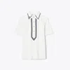 Tory Sport Tory Burch Retro Mercerized Cotton Polo In Snow White