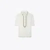 Tory Sport Tory Burch Mercerized Cotton Retro Polo In Snow White/gray