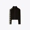 Tory Sport Tory Burch Nylon Logo Zip Top In Black T Logo Row