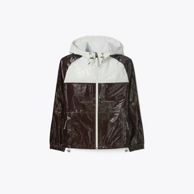 Tory Sport Tory Burch Patent Coated Cotton Anorak In Brown