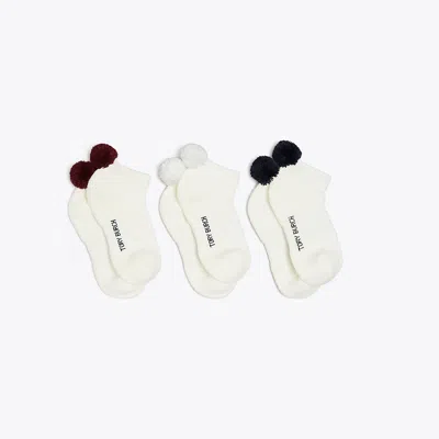 Tory Sport Performance Compression Pom-pom Socks, 3-pack In Tory Navy/snow White/winetasting