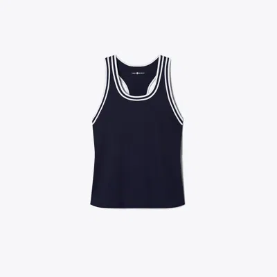 Tory Sport Tory Burch Performance Jersey Racerback Tennis Tank In Deep Navy/snow White