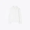 Tory Sport Tory Burch Performance Piqué Long Sleeve Polo In Snow White/snow White