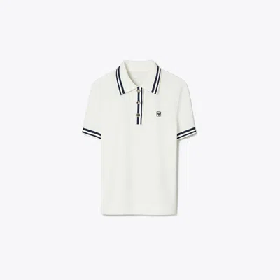 Tory Sport Tory Burch Performance Piqué Polo In Snow White/tory Navy