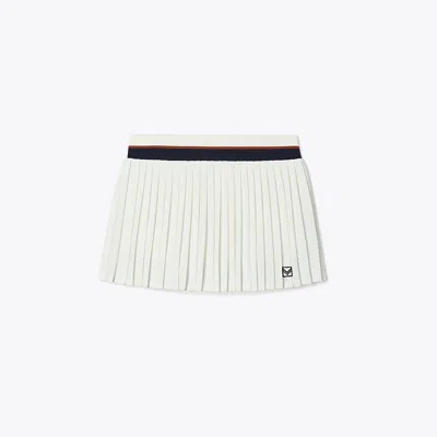Tory Sport Tory Burch Pleated Mini Tennis Skirt In Snow White/tory Navy