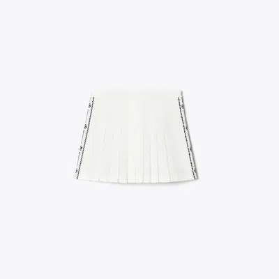 Tory Sport Tory Burch Pleated Side Logo Tennis Skirt In White