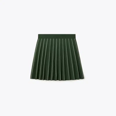 Tory Sport Tory Burch Pleated Tech Knit Skirt In Conifer/snow White