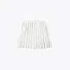 Tory Sport Tory Burch Pleated Tech Knit Skirt In Snow White/tory Navy