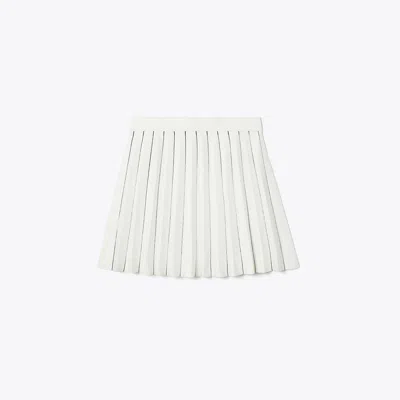 Tory Sport Tory Burch Pleated Tech Knit Skirt In Snow White/tory Navy