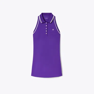 Tory Sport Tory Burch Polo Piqué Tank Dress In Vibrant Purple/new Ivory