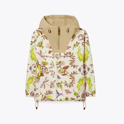 Tory Sport Tory Burch Printed Half-zip Anorak In New Ivory Meadow