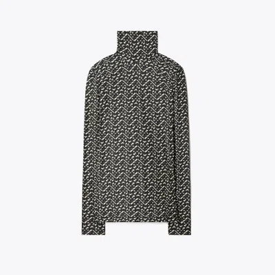 Tory Sport Tory Burch Printed Jersey Mockneck Shirt In Painted Bouquet