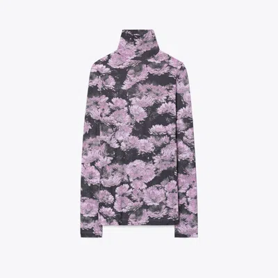 Tory Sport Tory Burch Printed Jersey Turtleneck In Pink