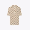 Tory Sport Tory Burch Printed Mercerized Cotton Polo In Sesame Rope Logo