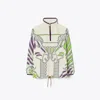 Tory Sport Tory Burch Printed Nylon Ripstop Half-zip Jacket In Ivory Zebra Scarf