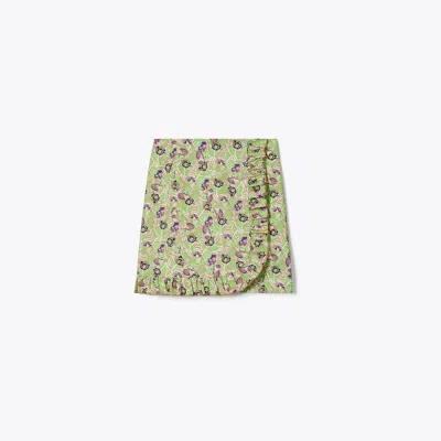 Tory Sport Tory Burch Printed Ruffle Twill Golf Skirt In Green