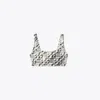 Tory Sport Tory Burch Printed Scoop-back Bra In New Ivory Distressed Pixelated Logo
