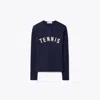 Tory Sport Tory Burch Ribbed Cotton Tennis Henley In Tory Navy