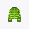 Tory Sport Tory Burch Satin Down Jacket In Brilliant Green