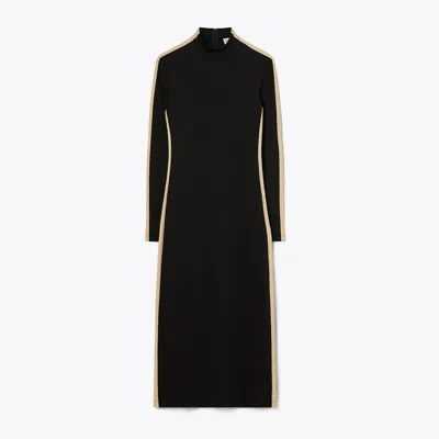 Tory Sport Tory Burch Side-striped Neoprene Dress In Black/chameau