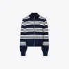 Tory Sport Tory Burch Striped Viscose Track Jacket In Tory Navy City Stripe