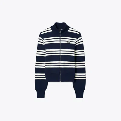 Tory Sport Tory Burch Striped Viscose Track Jacket In Tory Navy City Stripe