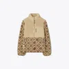 Tory Sport Tory Burch T Monogram Fleece Jacket In Oatmeal