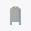 Tory Sport Tory Burch T Monogram Tech Knit Sweater In Prismatic T Monogram Small Melange