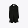 Tory Sport Tory Burch Tech Knit Long-sleeve Mini Polo Dress In Black