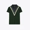 Tory Sport Tech Piqué Chevron Polo In Conifer