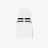 Tory Sport Tory Burch Tech Piqué Polo Tank In Snow White/tory Navy/winetasting