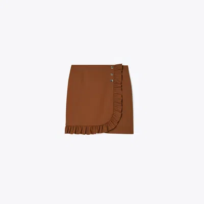 Tory Sport Tory Burch Tech Twill Ruffle Golf Skirt In Mocha Chip