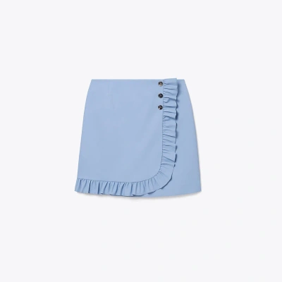 Tory Sport Tory Burch Tech Twill Ruffle Golf Skirt In Light Blue