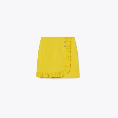 Tory Sport Tory Burch Tech Twill Ruffle Golf Skirt In Yellow