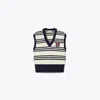 Shop Tory Sport Tory Burch V-neck Wool Sweater Vest In New Ivory City Stripe