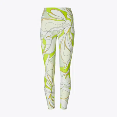 Tory Sport Weightless Printed 7/8 Legging In Chartreuse Twisty Flower