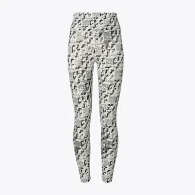 Tory Sport Weightless Printed 7/8 Legging In New Ivory Distressed Pixelated Logo
