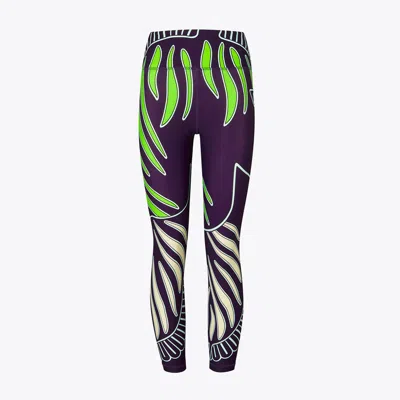 Tory Sport Weightless 7/8 Printed Tactel® And Lycra®-blend Leggings In Purple Zebra Scarf