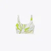 Tory Sport Tory Burch Weightless Printed Long Bra In Chartreuse Twisty Flower